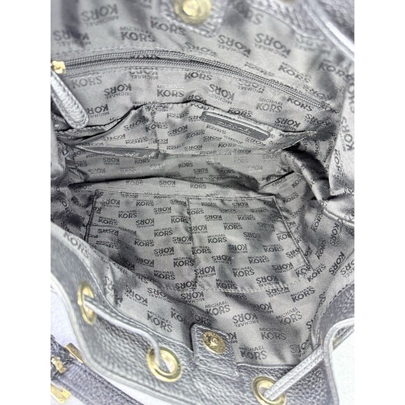 MICHAEL KORS Womens Black Leather Purse Drawstring Bucket Hobo Bag Gold Hardware - Picture 13 of 13